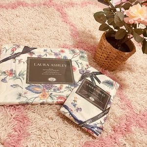 Laura Ashley Vintage Floral Bed sheets flowers Bedding Pillow case twin silk